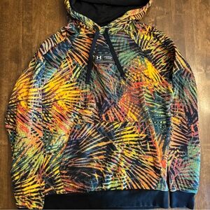 Under Armour Rival Fleece Sport Palm Tree All over Print Hoodie Pullover‎ Small